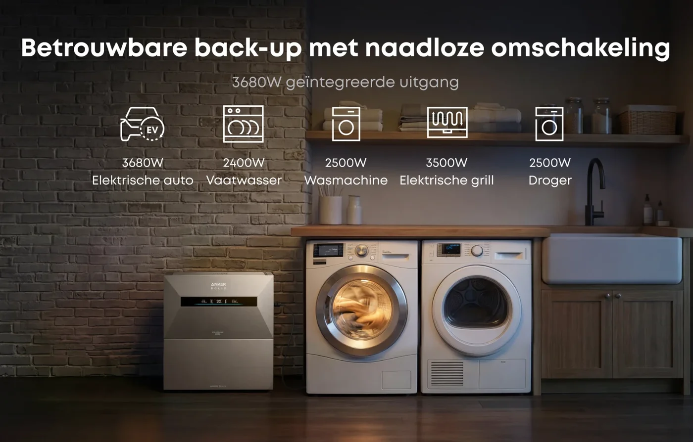 Anker SOLIX thuisbatterij als betrouwbare back-up voor huishoudelijke apparaten