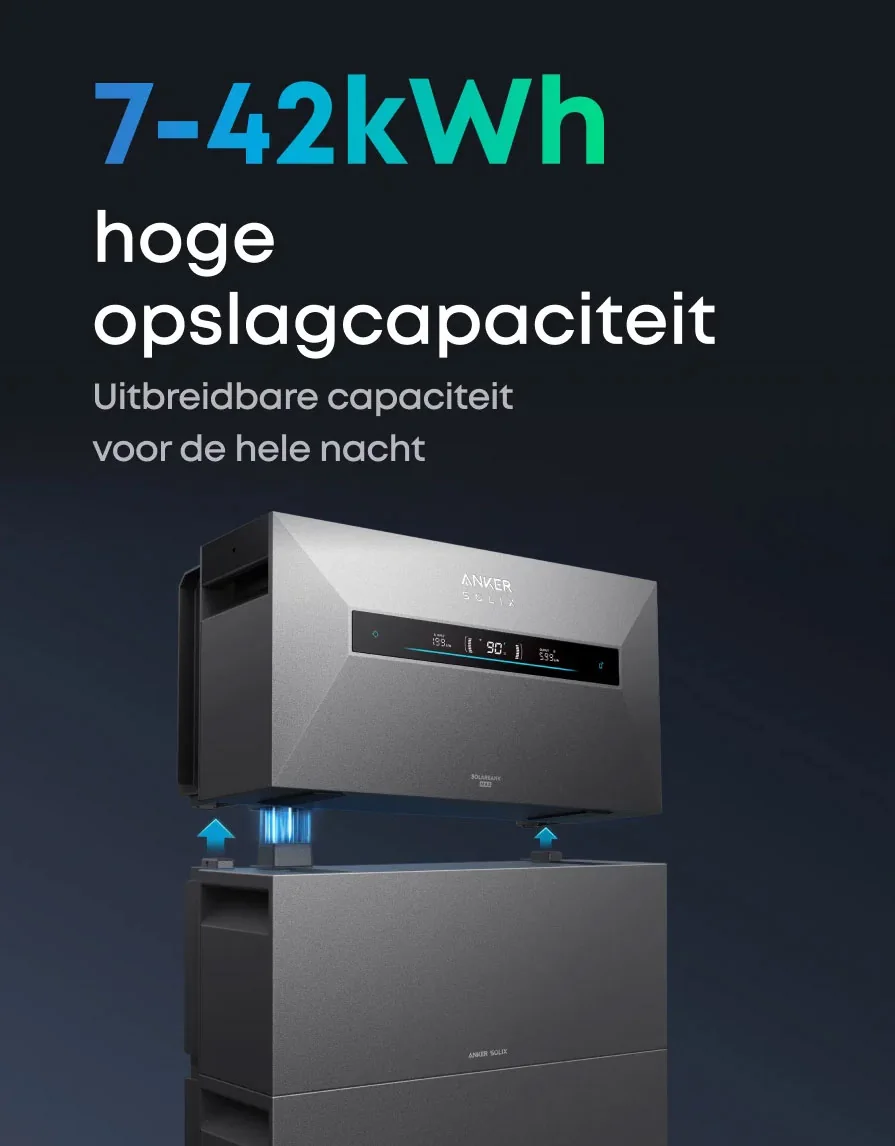Uitbreidbare opslagcapaciteit van 7 tot 42 kWh met Anker SOLIX